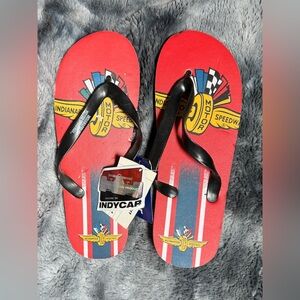 IndyCar Red Racing Flip Flops with Black Straps. Womens 10